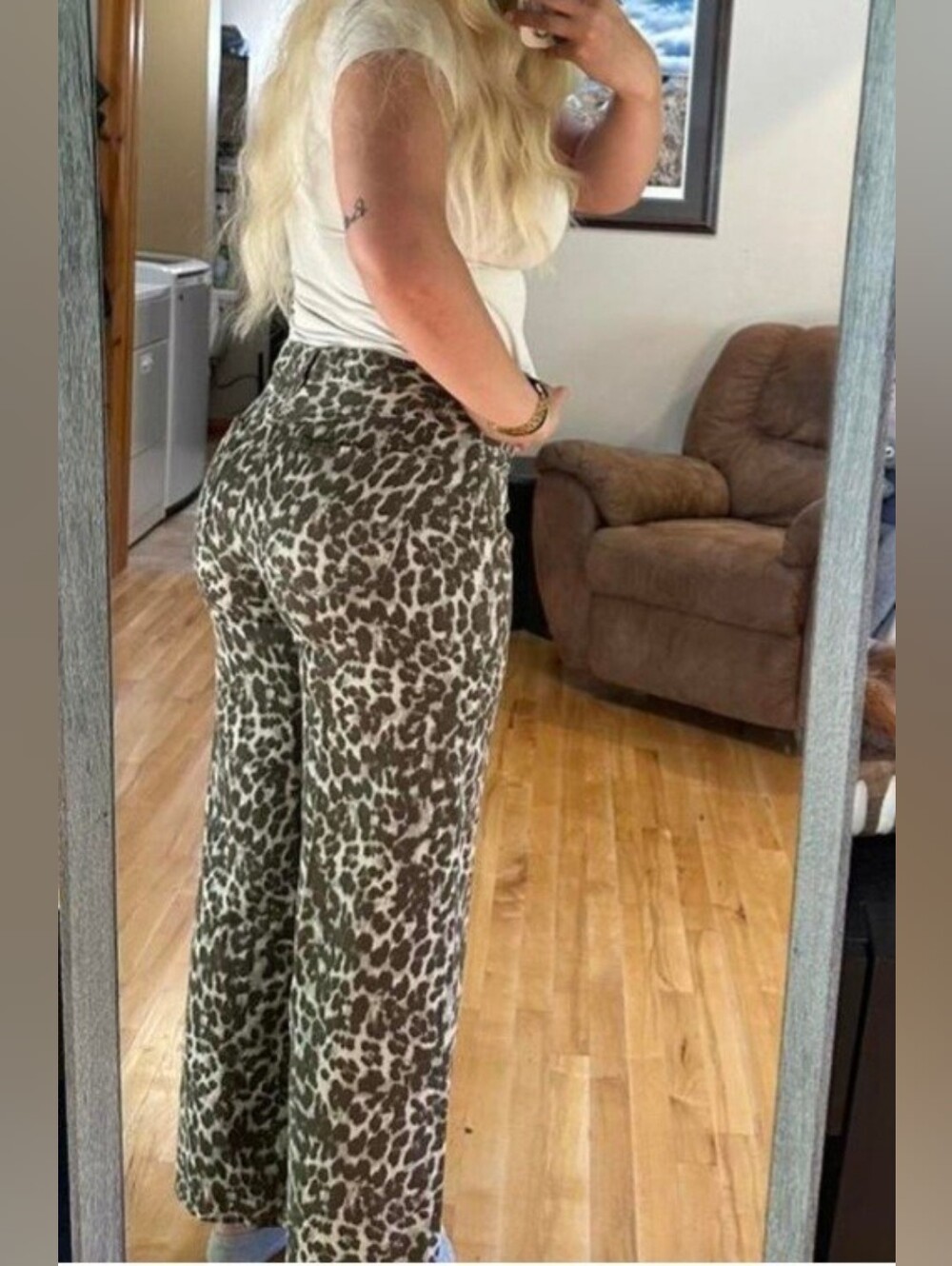 Sincerely Jules Brown & Cream High-Rise Wide Leg Jeans